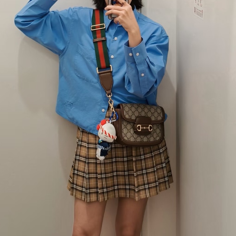 #GUCCI古馳1955馬銜扣老花Mini馬鞍復古時髦包🌼-34