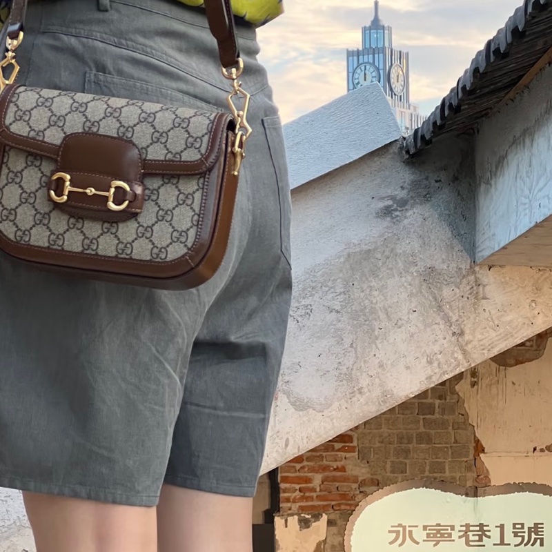 #GUCCI古馳1955馬銜扣老花Mini馬鞍復古時髦包🌼-35