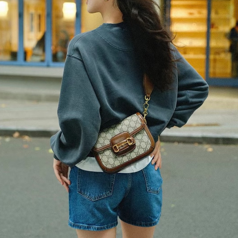 #GUCCI古馳1955馬銜扣老花Mini馬鞍復古時髦包🌼-36