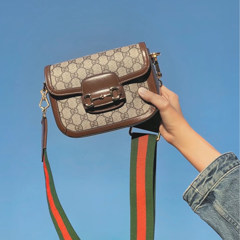#GUCCI古馳1955馬銜扣老花Mini馬鞍復古時髦包🌼-37