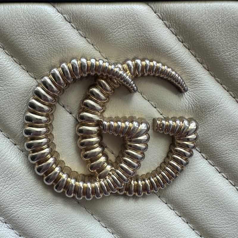 【✨四月超狂特價款✨】Gucci Marmont 拼色相機包(白x深藍)-7