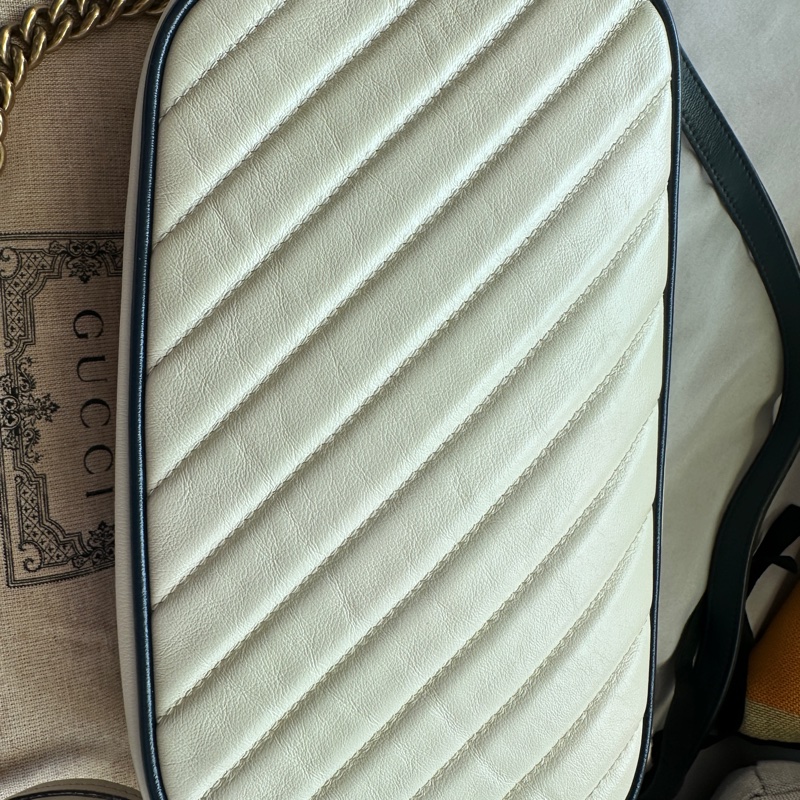 【✨四月超狂特價款✨】Gucci Marmont 拼色相機包(白x深藍)-18