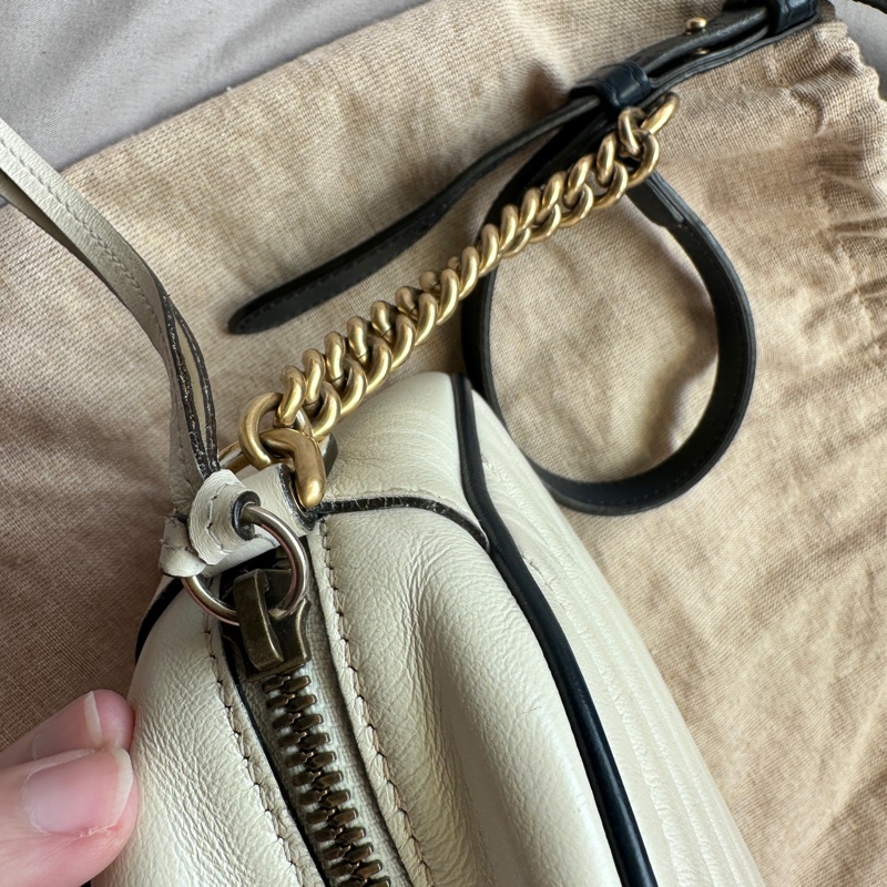 【✨四月超狂特價款✨】Gucci Marmont 拼色相機包(白x深藍)-23