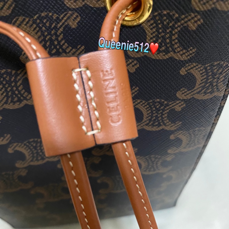 全新Celine Sailor 凱旋塗層帆布及牛皮超迷你水桶包 燒賣包 絕版款-9