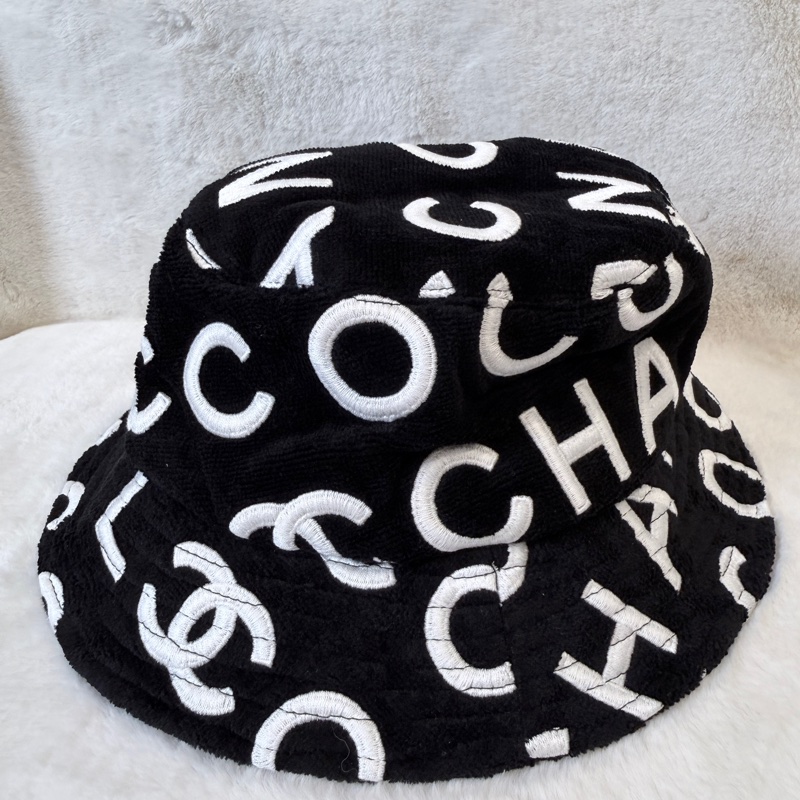 CHANEL✨coco beach黑白塗鴉雙c字母logo漁夫帽-1