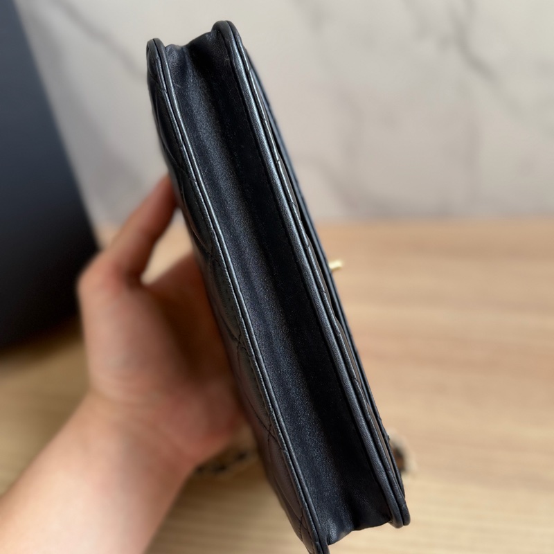 香奈兒Trendy cc Woc 黑色小羊皮菱格紋 晶片款-6