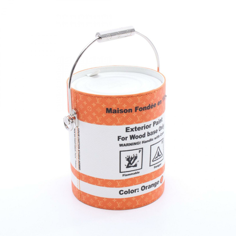 路易威登 LV 油漆罐肩背包 M81590 帆布皮革 橙色 白色-1