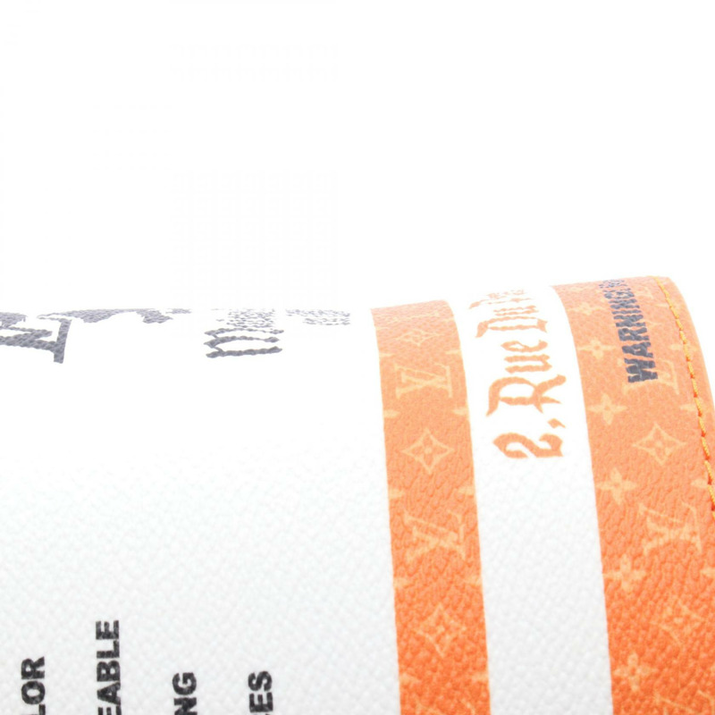 路易威登 LV 油漆罐肩背包 M81590 帆布皮革 橙色 白色-5