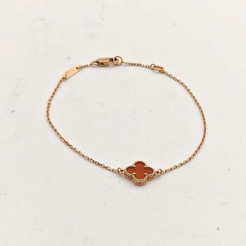 VAN CLEEF&ARPELS SweetAlhambra小號單花手鏈老扣18K玫瑰金/紅玉髓S-M碼-1
