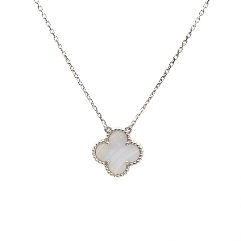 VAN CLEEF&ARPELS VintageAlhambra中號單花項鏈新扣18K白金/紫玉髓