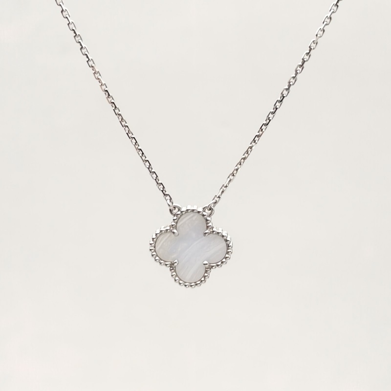 VAN CLEEF&ARPELS VintageAlhambra中號單花項鏈新扣18K白金/紫玉髓-1