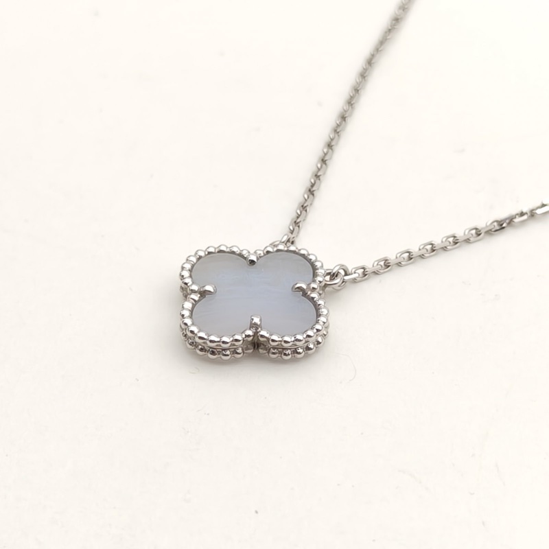 VAN CLEEF&ARPELS VintageAlhambra中號單花項鏈新扣18K白金/紫玉髓-2