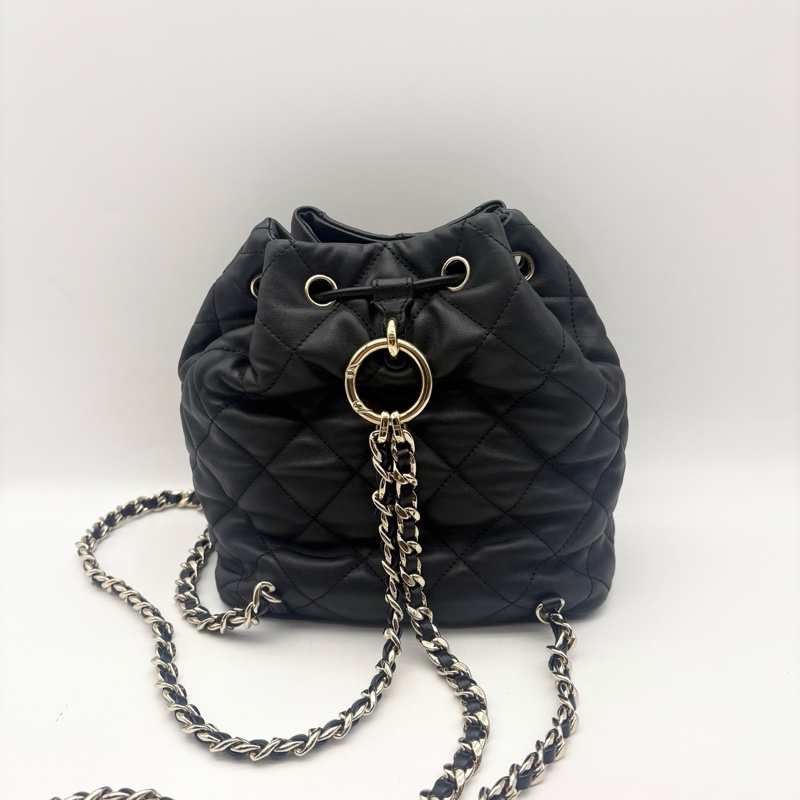 Chanel /香奈兒 23B黑金牛皮雙肩背包 晶片款 尺寸22*21cm 容量超實用-2