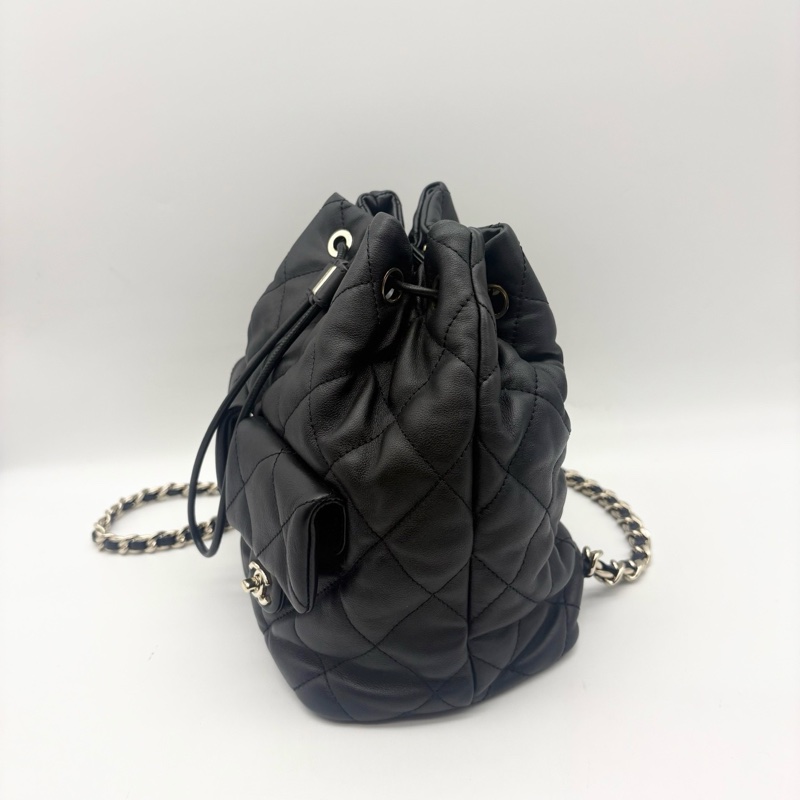 Chanel /香奈兒 23B黑金牛皮雙肩背包 晶片款 尺寸22*21cm 容量超實用-4