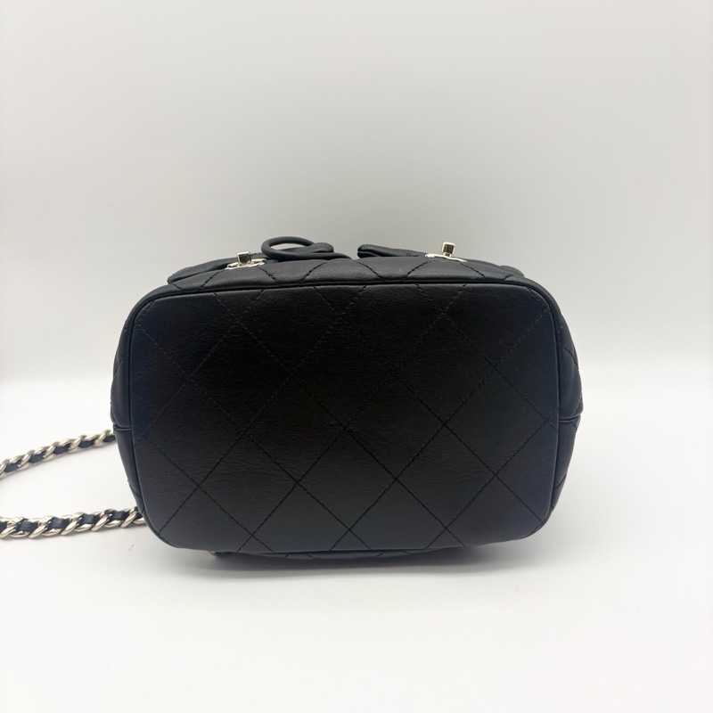 Chanel /香奈兒 23B黑金牛皮雙肩背包 晶片款 尺寸22*21cm 容量超實用-5