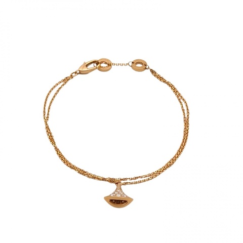 BVLGARI DIVASDREAM滿鑽小扇子手鏈18K玫瑰金/鑽石S-M碼