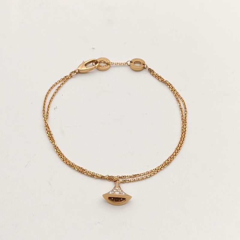 BVLGARI DIVASDREAM滿鑽小扇子手鏈18K玫瑰金/鑽石S-M碼-1