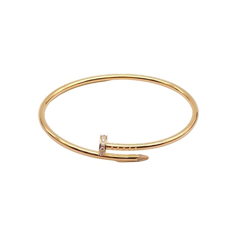 CARTIER JUSTEUNCLOU釘子20鑽細版手鐲18K玫瑰金/鑽石16號