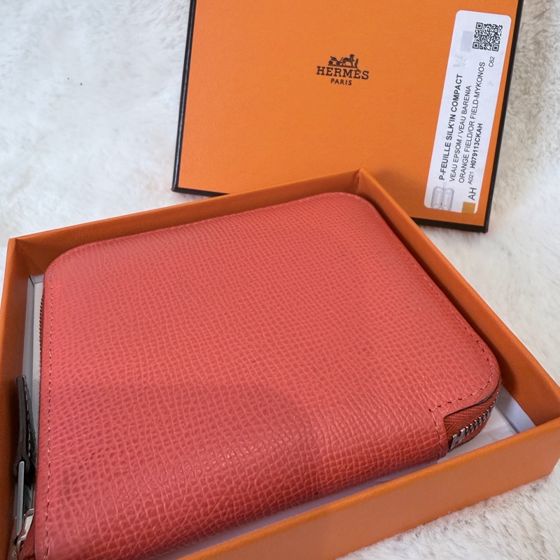 HERMES✨silkin 絲巾短夾零錢包 W刻-5