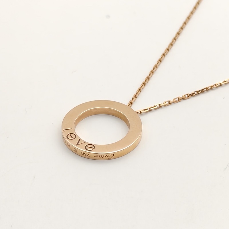 CARTIER LOVE大圓餅三鑽項鏈18K玫瑰金/鑽石-2