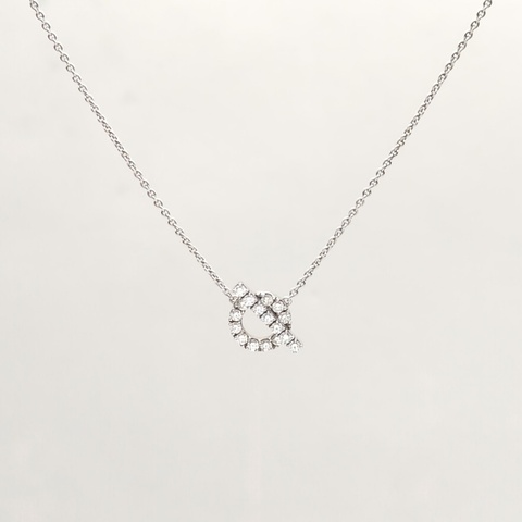 HERMES Finesse小Q項鏈滿鑽18K白金/鑽石