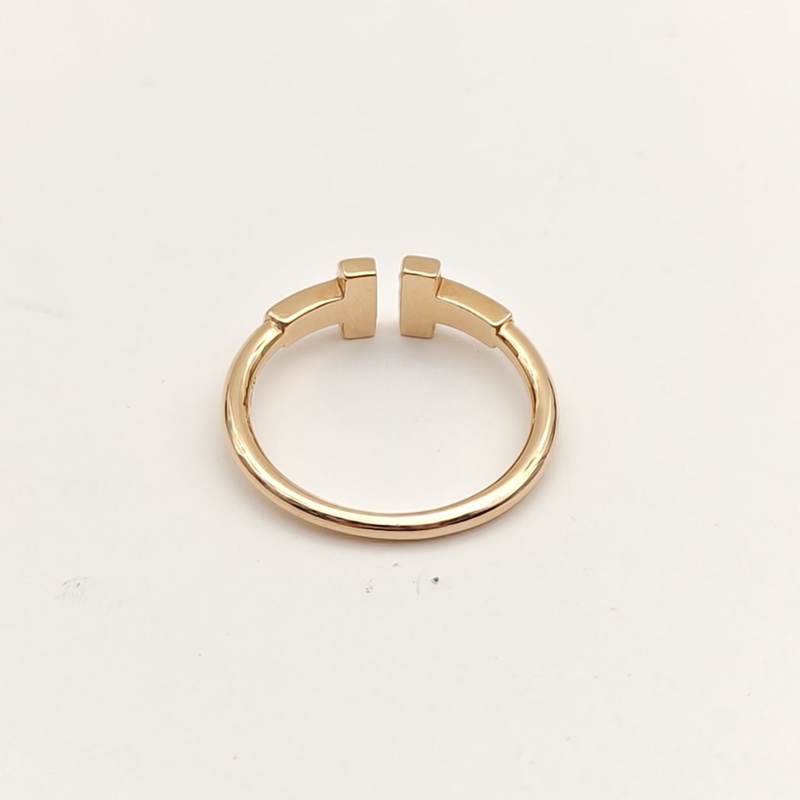 TIFFANY&CO TiffanyT線形戒指拼18K玫瑰金/鑽石50-2