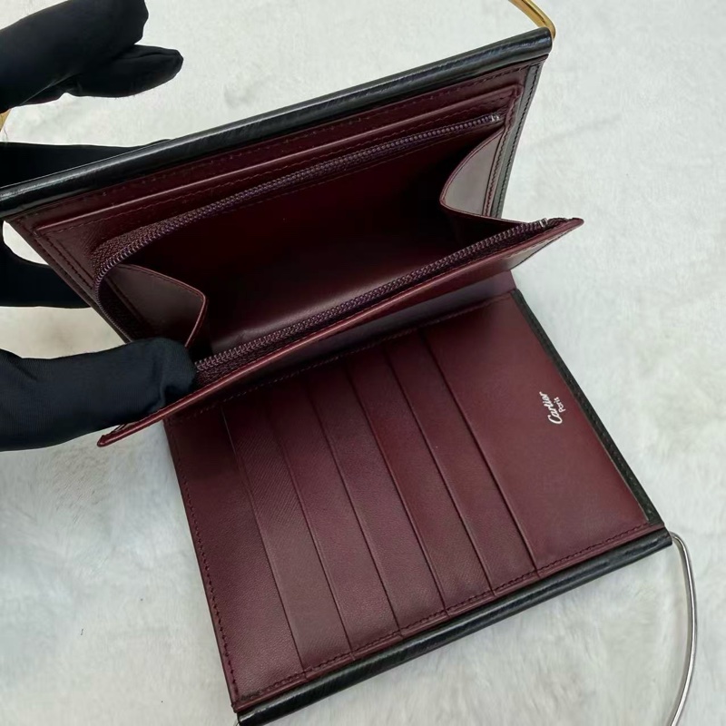 Cartier卡地亞 雙環手提包 黑色 金銀雙環 晚宴包 經典優雅時尚-4