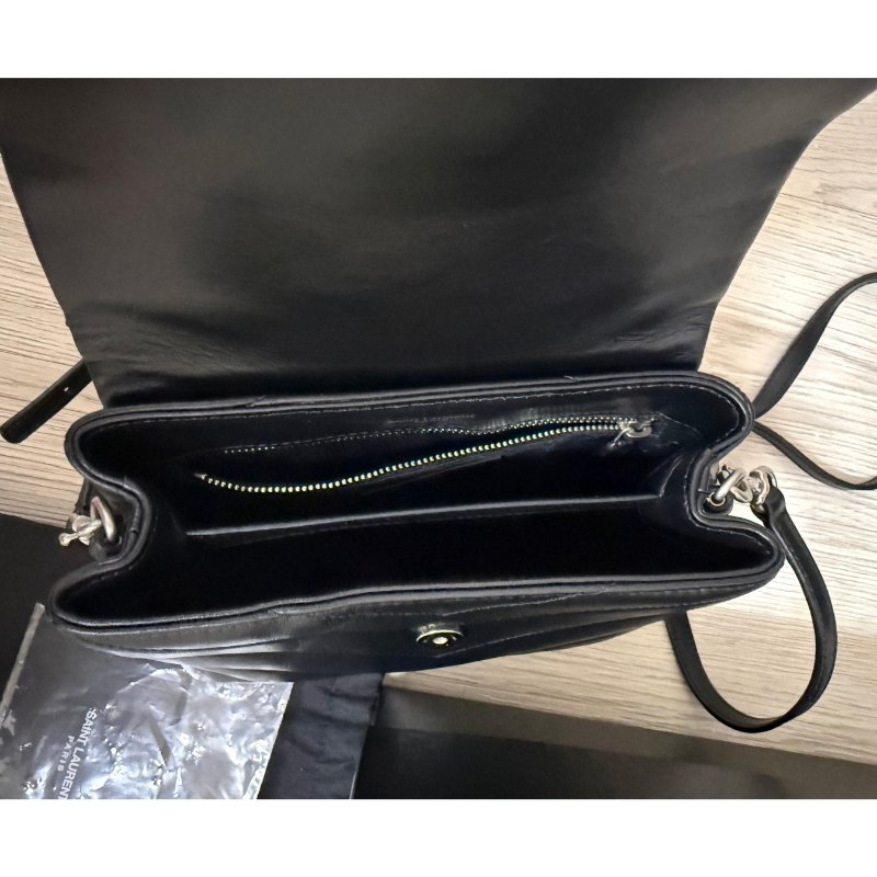 Saint Laurent YSL LOULOU TOY牛皮 Y字縫線厚皮層翻蓋可調式斜背包-6