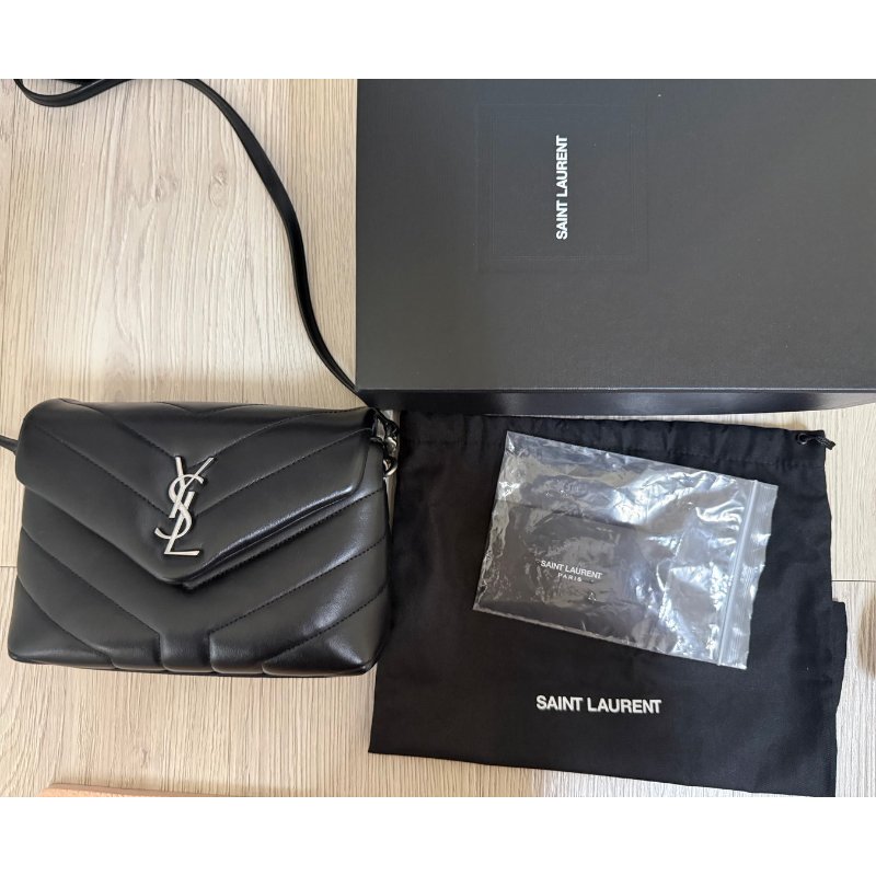 Saint Laurent YSL LOULOU TOY牛皮 Y字縫線厚皮層翻蓋可調式斜背包-8