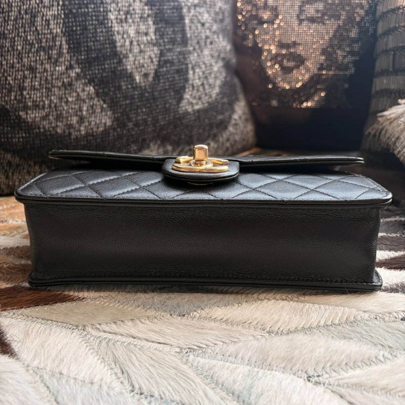 CHANEL 珍珠造型金鏈鏈包 黑色-5