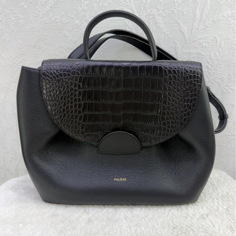Polene Embossed Leather Handle Bag-0