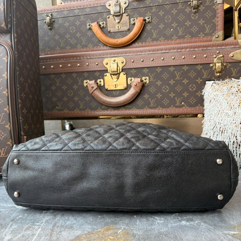 CHANEL 牛皮銀釦手提肩背包 黑色-3