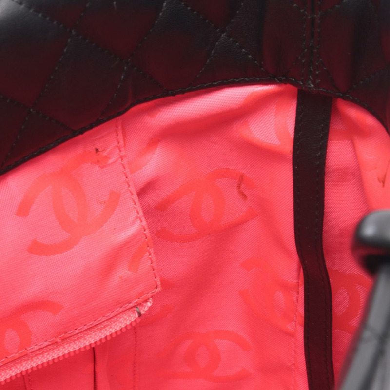 香奈兒 Cambon 系列大肩背手提包，黑色/白色皮革，二手，女士款，帶五金配件-6