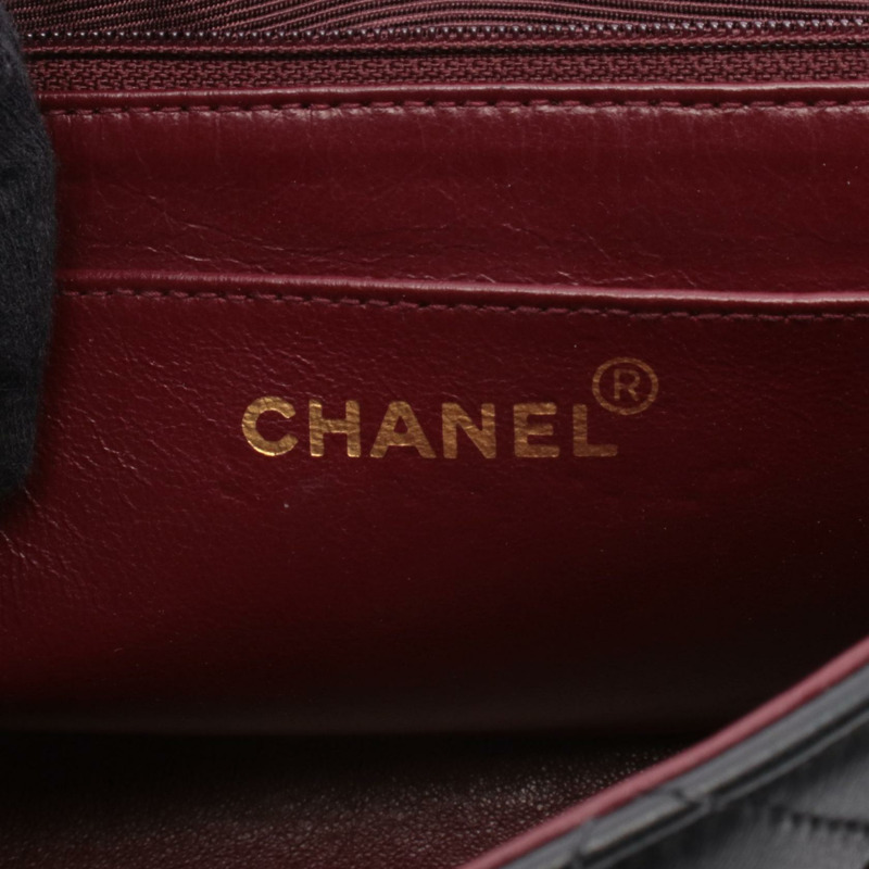 香奈兒 (CHANEL) 絎縫 Diana 翻蓋鏈條單肩背包,羊皮材質,黑色,二手,女士款,金色五金-3