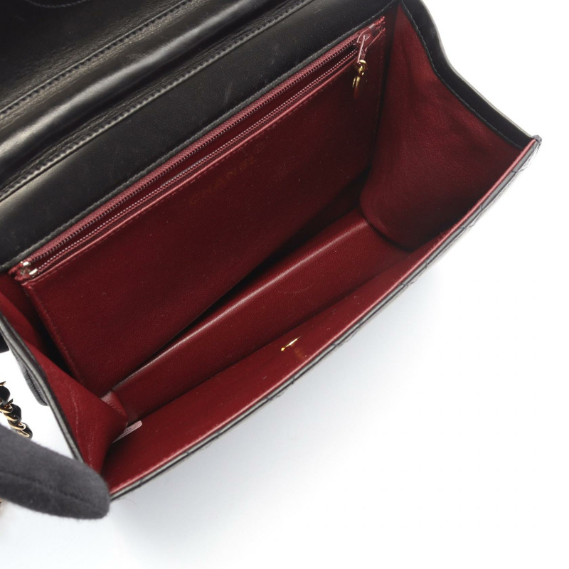 香奈兒 (CHANEL) Matelasse 單翻蓋鏈條單肩背包 A03569 羊皮黑 二手 金色五金-2