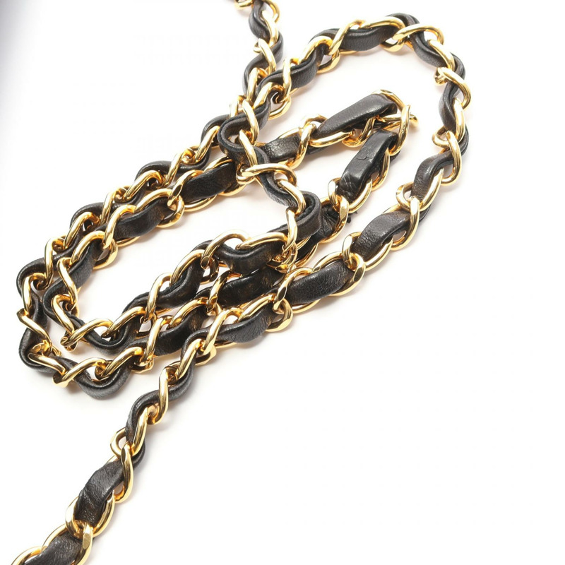 香奈兒 (CHANEL) Matelasse 單翻蓋鏈條單肩背包 A03569 羊皮黑 二手 金色五金-10