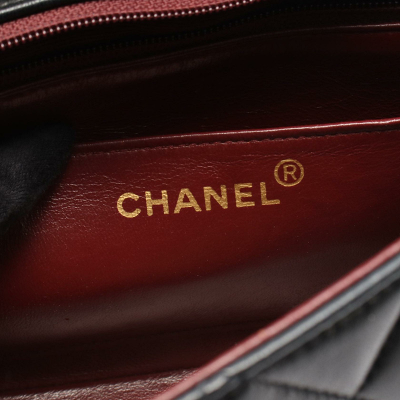 香奈兒 (CHANEL) 絎縫 Diana 翻蓋鏈條單肩背包,羊皮材質,黑色,二手,金色五金-3