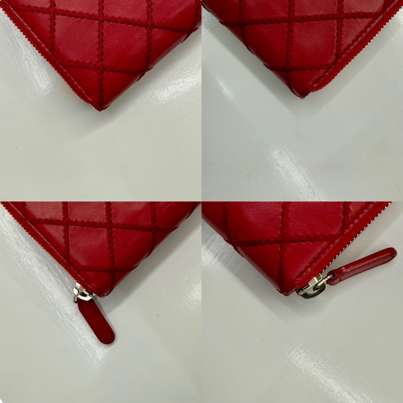 香奈兒 CHANEL Wild Stitch 系列紅色拉鍊長夾 NO.19-4