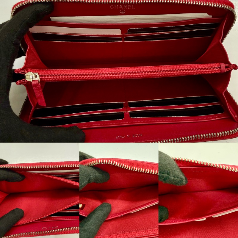 香奈兒 CHANEL Wild Stitch 系列紅色拉鍊長夾 NO.19-5