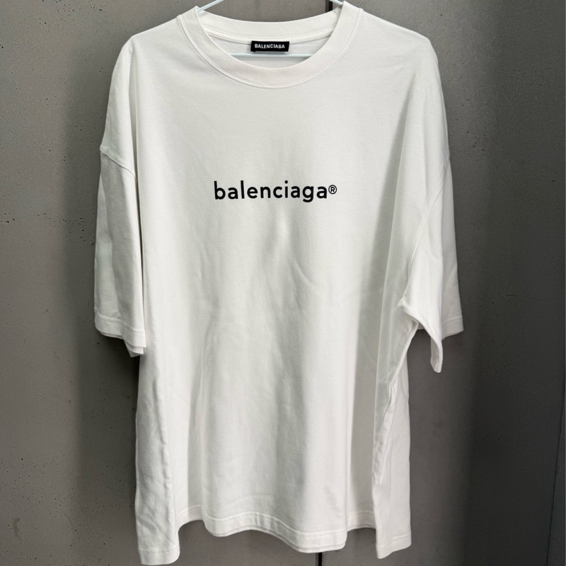 二手白色Balenciaga logo短袖T恤-0