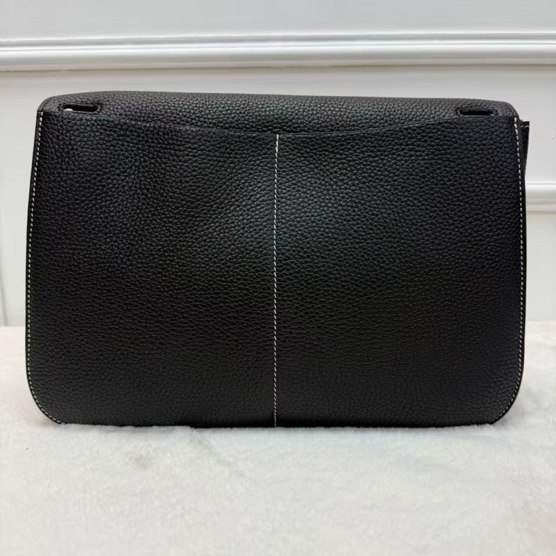 Hermes/愛馬仕 halzan31 哈喇子斜挎包 黑銀 走白線 Togo皮 手提單肩包-1