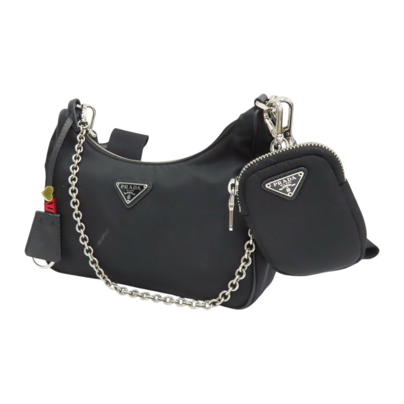 黑色 尼龍帆布 Re-Edition 肩背包【PRADA 普拉達】 1BH204-2