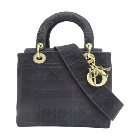 黑色 帆布 Lady Dior D-Lite Medium 兩用包【Dior 迪奧】 M05650REY