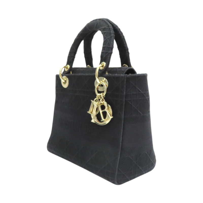 黑色 帆布 Lady Dior D-Lite Medium 兩用包【Dior 迪奧】 M05650REY-2