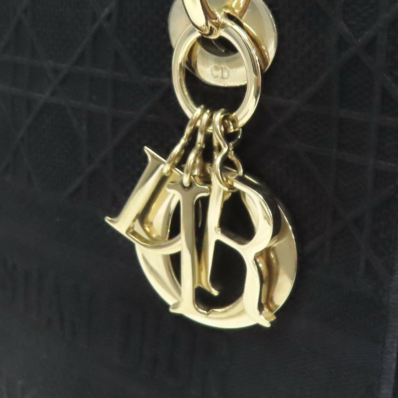 黑色 帆布 Lady Dior D-Lite Medium 兩用包【Dior 迪奧】 M05650REY-6