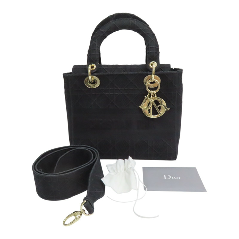 黑色 帆布 Lady Dior D-Lite Medium 兩用包【Dior 迪奧】 M05650REY-9
