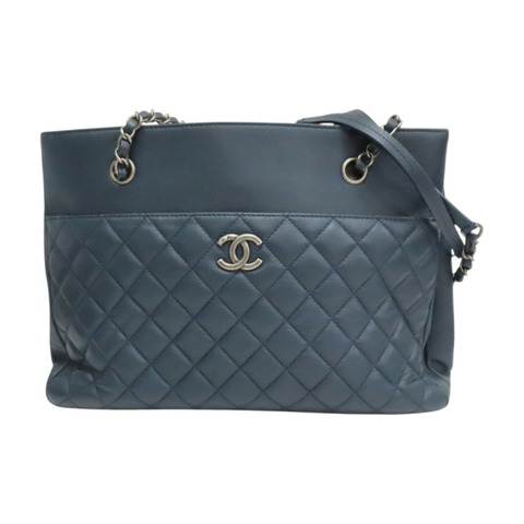 藍色 牛皮 肩背包 銀釦【CHANEL 香奈兒】