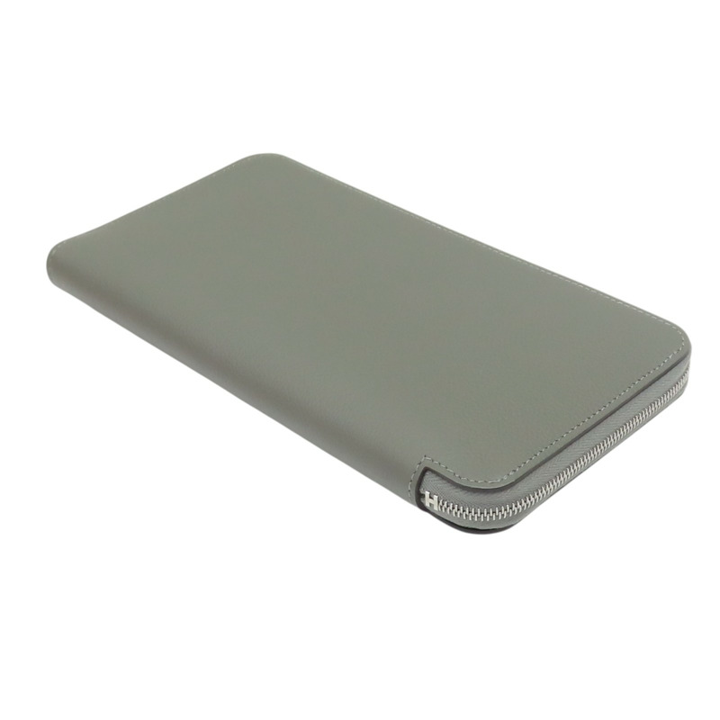 灰色 Evercolor牛皮 Silk'In 拉鍊長夾 K刻【HERMES 愛馬仕】-3