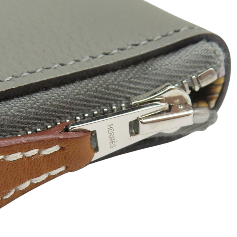 灰色 Evercolor牛皮 Silk'In 拉鍊長夾 K刻【HERMES 愛馬仕】-15