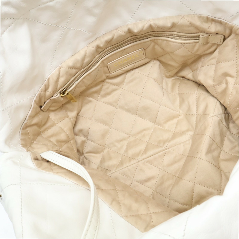 白色 牛皮 22 鍊帶 肩背包 金釦【CHANEL 香奈兒】 AS3260-5